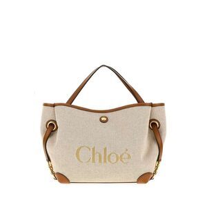 Chloe Women Sand Canvas Small Chloe Clover Handbag